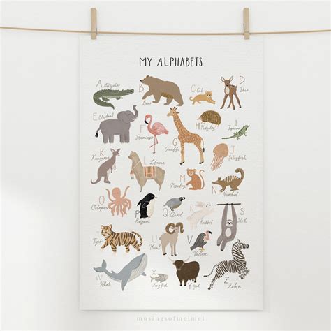 Animal Alphabet Poster Printable Wall Art ABC Poster | Etsy