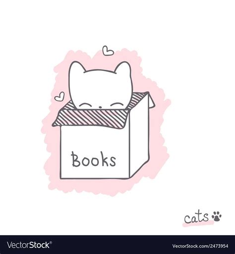 Sketch with kitten in the box vector image on VectorStock | Vector, Vector illustration, Kitten