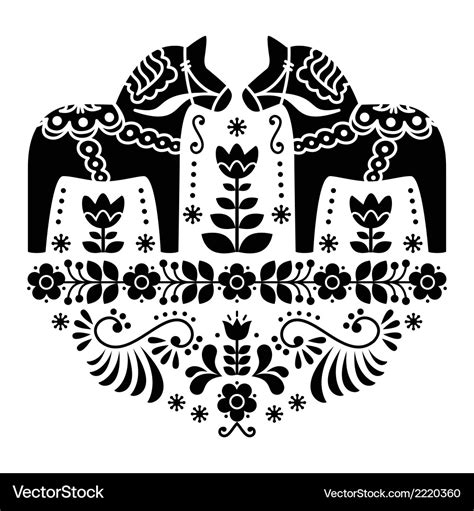 Swedish Dala or Daleclarian horse folk pattern Vector Image