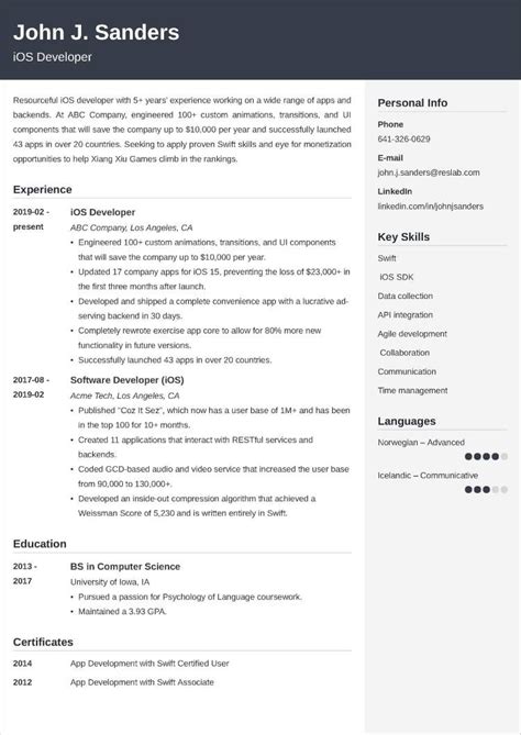 iOS Developer Resume—Sample and 25+ Writing Tips