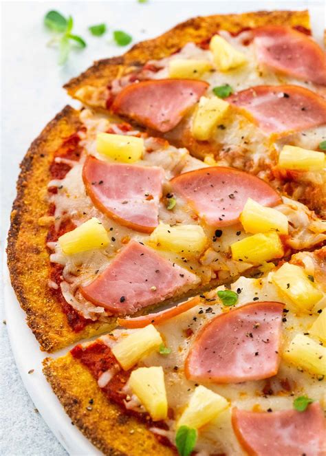 Hawaiian Pizza with Cauliflower Crust Recipe | SimplyRecipes.com