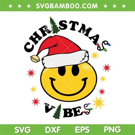 Christmas Vibes Smiley Face Santa Hat SVG