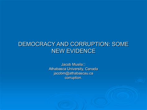 democracy and corruption: some new evidence