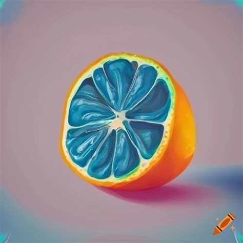 Blue orange half slice drawing on white background on Craiyon