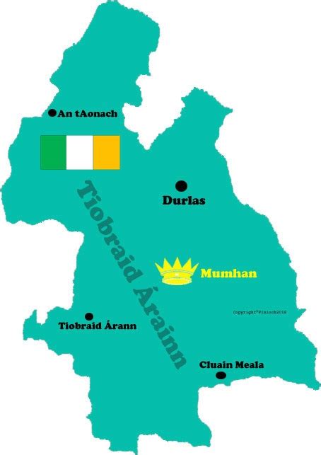 Tipperary county map with towns and flag