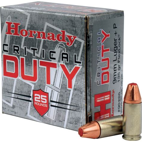 Hornady Critical Duty 9mm +P, 135gr, FlexLock HP, 25 Rounds – Liberty Guns