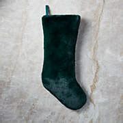 Harlee Green Faux Fur Christmas Stocking | CB2
