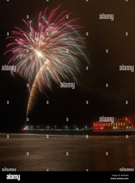 Fireworks being shot from the pier at Daytona Beach in Florida Stock ...