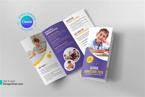 Kids School Admission Trifold Brochure Canva Template