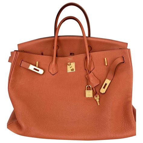 Hermès Birkin 40 Leather Handbag in Orange - Lyst