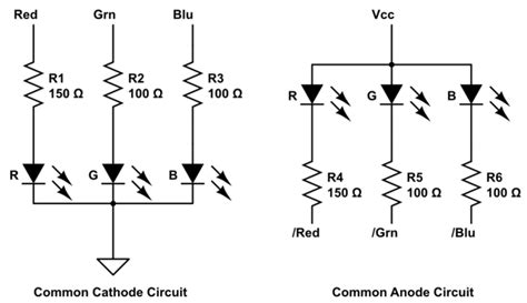Cátodo común vs. Ánodo común (LED RGB) [cerrado] - Electronica