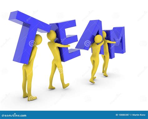 People Working Together Carrying Blue Team Letters Royalty Free Stock Photography - Image: 10880387