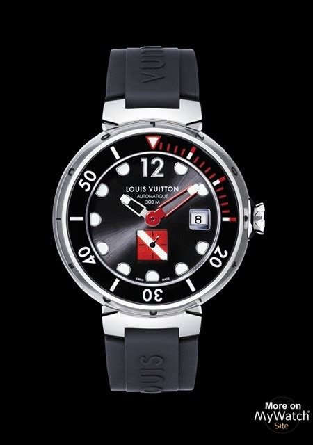 Watch Louis Vuitton Tambour Diving II Noir XL | Tambour Diving II Steel - Black Rubber Strap