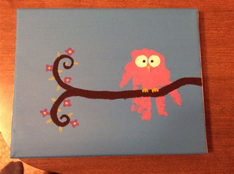 Owl handprint | Footprint art, Baby crafts, Crafts for kids