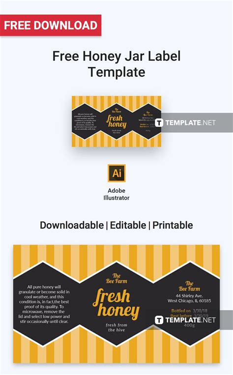 Honey Jar Label Template - Free Download