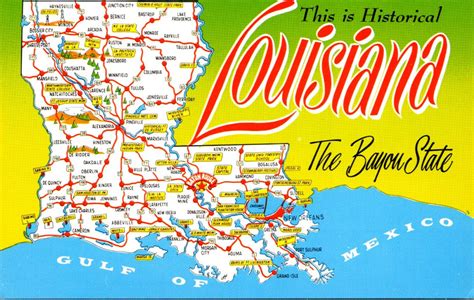 Louisiana The Bayou State With Map | United States - Louisiana - New ...