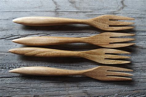 Set of 6 Reusable TEAK Wood Forks Delicated Handcraft Party | Etsy