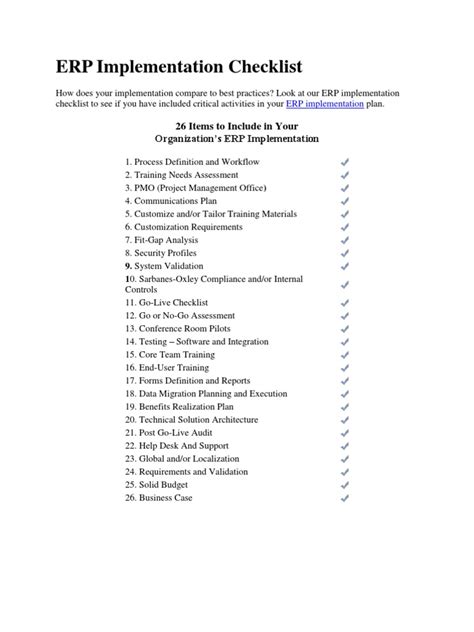 ERP Implementation Checklist | Enterprise Resource Planning | Business