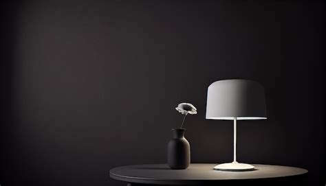 Premium AI Image | Beautiful minimalistic presentation background with a table and a white lamp ...