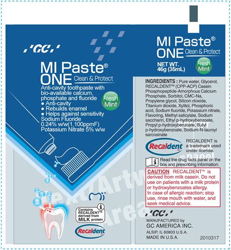 MIPASTE ONE- sodium fluoride, potassium nitrate paste, dentifrice