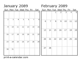 Download 2089 Printable Calendars