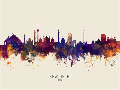 New Delhi India Skyline Digital Art by Michael Tompsett - Pixels