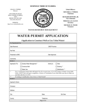 Fillable Online WATER PERMIT APPLICATION Fax Email Print - pdfFiller