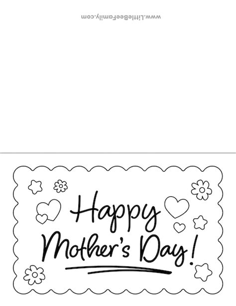 Printable Mother's Day Coloring Card - Little Bee Family