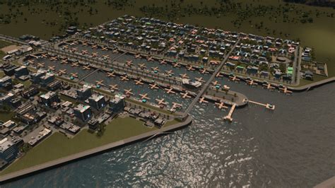 Marina Bay. First time implementing a marina into my city. Direct access to Transport Hub ...