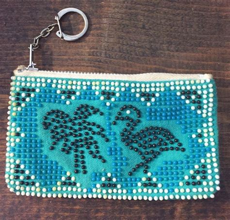 Vintage FLORIDA Souvenir Beaded Coin Purse Palm Trees Key Chain ...