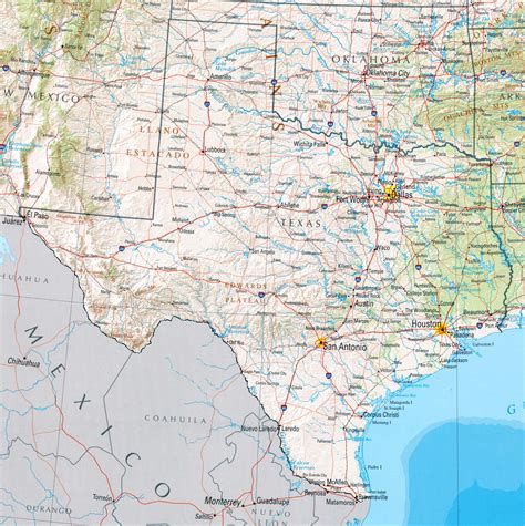 Texas Physical Map - Texas • mappery