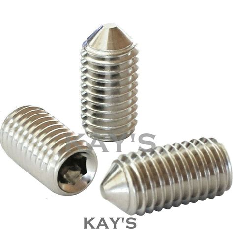 CONE POINT GRUB SCREWS ALLEN KEY SOCKET M2 M2.5 M3 M4 M5 A2 STAINLESS ...