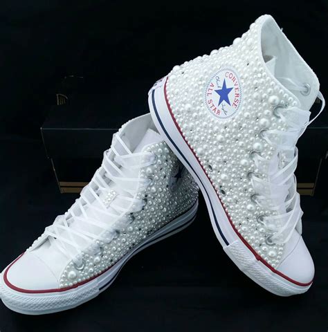 Pearls & Bling- Bridal Custom Converse- Pearls- Crystals- Wedding Chuck Taylor All Star Converse ...