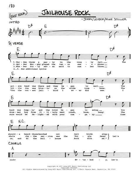 Print Elvis Presley Jailhouse Rock sheet music or save as PDF for later use. Includes 2 page(s ...