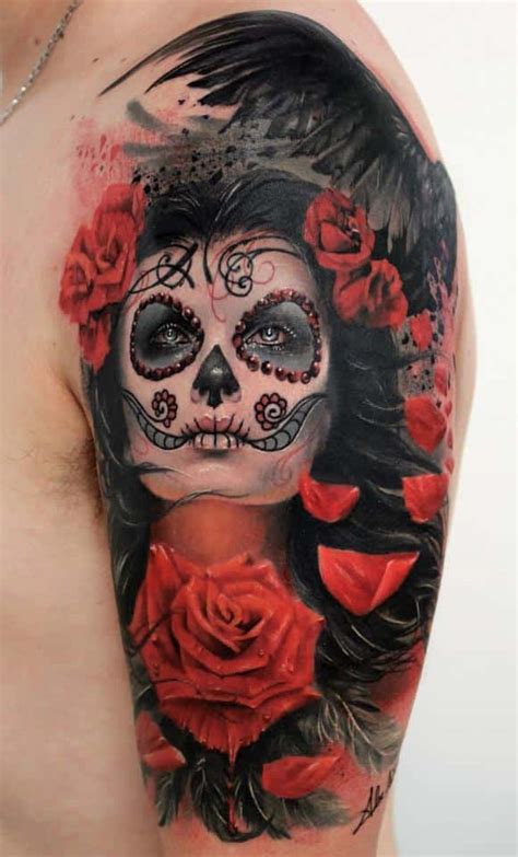 33 Crazily Gorgeous Sugar Skull Tattoos