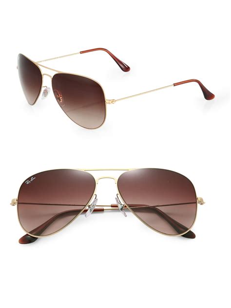 Ray-ban Aviator Sunglasses in Gold (BROWN) | Lyst