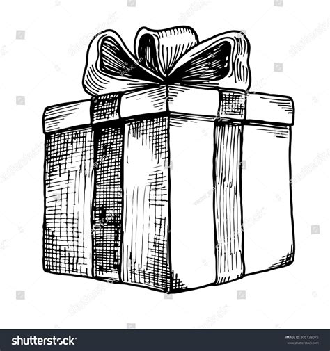 Hand-drawn present box with bow sketch, isolated vector illustration. #Ad , #Ad, #prese… | Logo ...