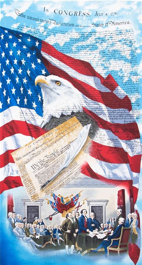 Patriotic Congress Text Flag Eagle Fabric by Timeless Treasures - modes4u