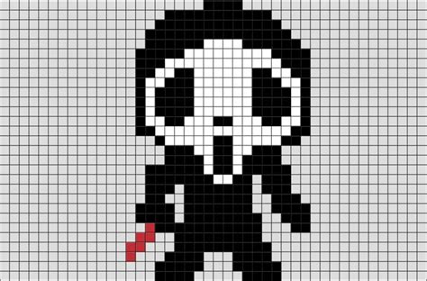 Ghostface Pixel Art | Pixel art pattern, Pixel art, Halloween cross stitch patterns