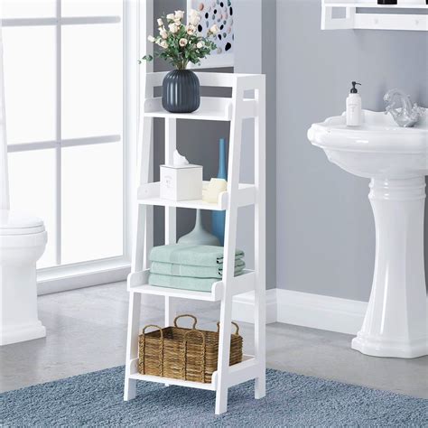 UTEX 4-Tier Ladder Shelf, Bathroom Shelf Freestanding, 4-Shelf Spacesaver Open Wood Shelving ...