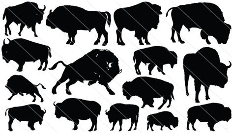 Bison Silhouette Vector Graphics Download | Silhouette vector, Silhouette clip art, Animal ...