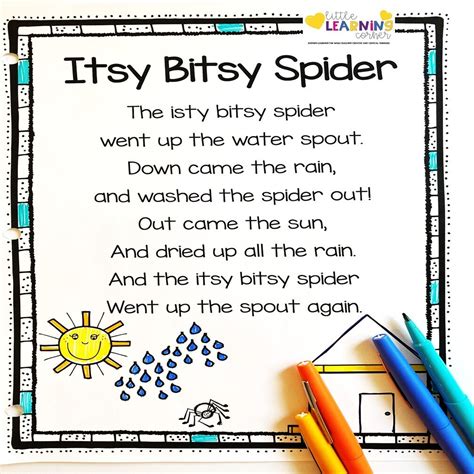 Itsy Bitsy Spider Lyrics Printable