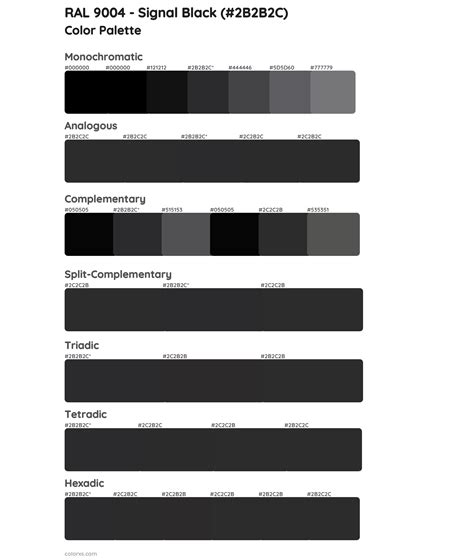 RAL 9004 - Signal Black color palettes - colorxs.com