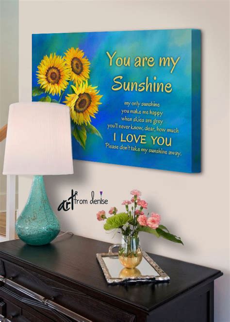 You Are My Sunshine Wall Art Canvas Art Print Blue Yellow & - Etsy