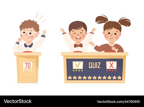 Kids playing quiz game or mind sport standing Vector Image