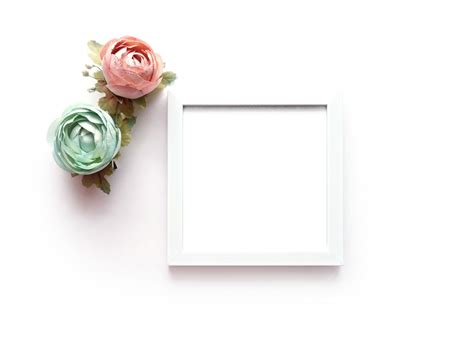 Beautiful Flowers on White Background. Mockup By MARUSOI shop ...