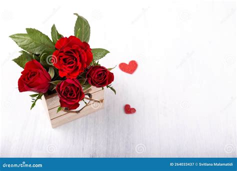 Bouquet of Red Roses and Hearts Stock Image - Image of beauty, holiday ...