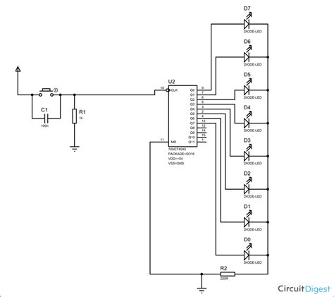 Binary Counter Circuit Diagram using IC 74HCT4040