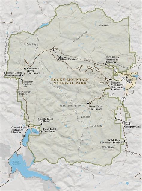 Overview map of Rocky Mountain National Park | Rocky mountain national ...