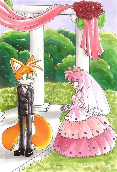 A Tails and Amy Wedding by hopelessromantic721 Amy Rose, Hedgehog Art, Sonic The Hedgehog, Sonic ...